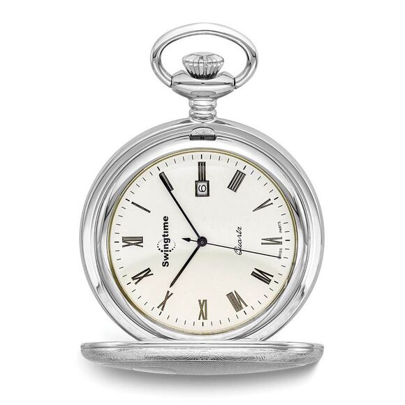 Swingtime Chrome-finish Brass Quartz Pocket Watch